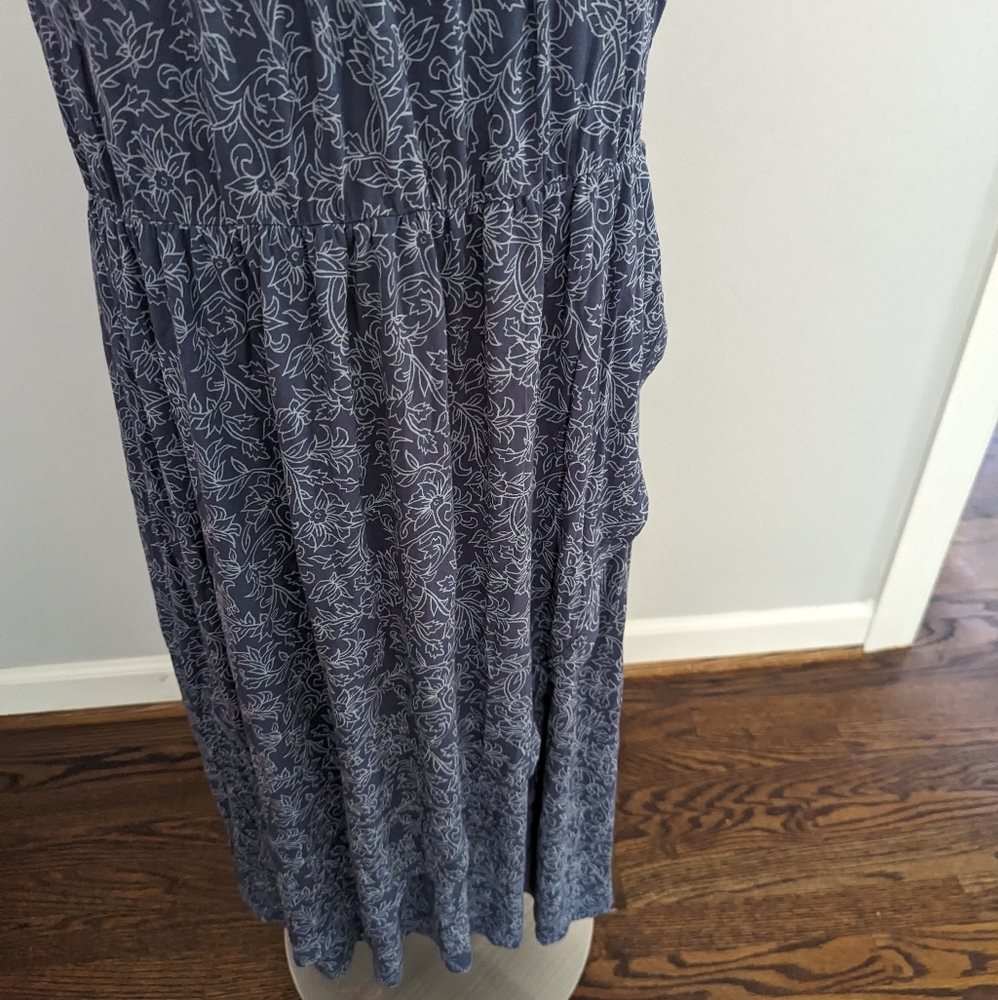 Blue Floral Maternity Breastfeeding Nursing Nightgown - Picture 6 of 7